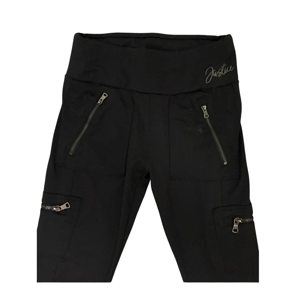 Justice Active Girls Black Zip-Pocket Leggings‎
